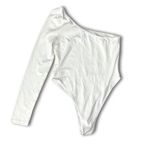 Women's White One Shoulder Bodysuit